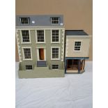 A Georgian townhouse style dolls house and shop