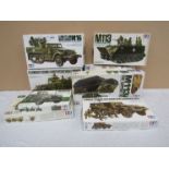 A quantity of military model kits including Tamiya