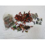 A collection of plastic figures including Britains