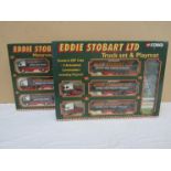 Two boxed Corgi Eddie Stobart diecast truck sets and playmats