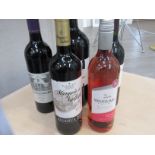 Five bottles of various red and rose wines including 2010 Castillo Catadau, magnum,