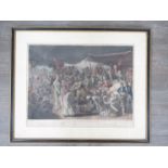 A framed and glazed print after Johan Joseph Zoffany- 'Colonel Mordaunt's Cock Match ' published in