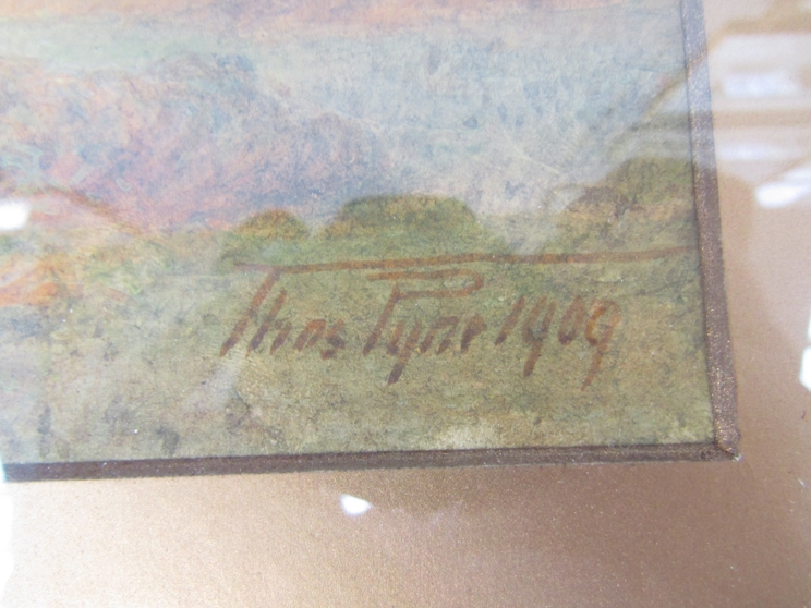 THOMAS PYNE (1843-1935): A pair of ornate gilt framed and glazed watercolours "A Farm at Dedham" - Image 4 of 5