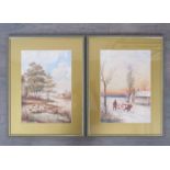 LEOPOLD RIVERS (1850-1905): A pair of framed and glazed watercolours,