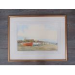 DONALD WINCUP (XX): A framed and glazed watercolour, Pakefield Beach and Church, Suffolk.