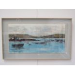 DAVID BERGER (XX) : A framed, glazed and mounted watercolour, of an estuary scene,