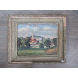 CAVENDISH MORTON (1911-2015) (ARR) : A framed oil on canvas of Wingfield Church, Suffolk.