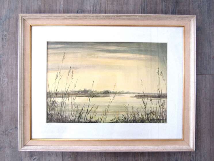 CAVENDISH MORTON (1911-2015): A framed and glazed watercolour of Snape Maltings.