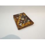 A tortoiseshell card case with mother-of-pearl inlay, foliate and thistle design, 10.