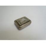 A 19th Century white metal snuff box, foliate and snakeskin engraved with lid (loose),