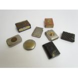 Eight various vesta cases and match box holders