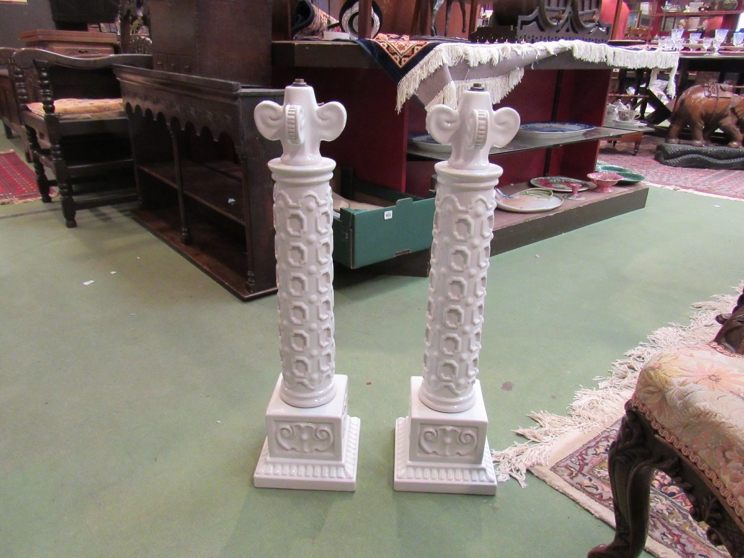 A pair of Royal Doulton column form table lamps of large proportions, circa 1970's,