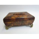 A 19th Century tortoiseshell box with ormolu feet fitted interior needs interior needs restoration