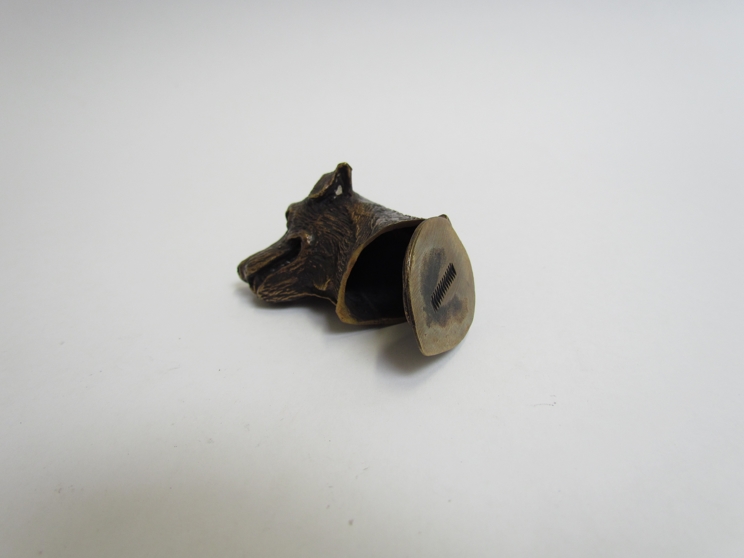 A brass pattenated vesta case in the form of a dogs head, - Image 3 of 3