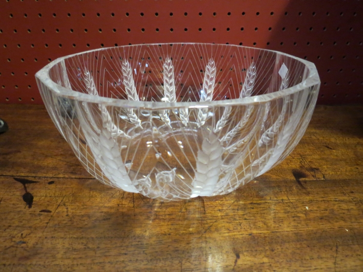 A Lalique "Ceres" crystal fruit bowl, wheatsheaf design,