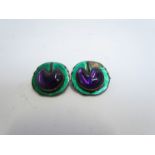 Two Art Nouveau enamel and cabochon set buttons a/f in the form of cherries