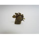 An Edwardian brass cockerel head vesta case with beak release mechanism