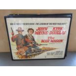 A framed and glazed quad film poster - 'The War Wagon' starring John Wayne together with six