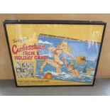 A framed and glazed UK quad film poster - Confessions from a Holiday Camp