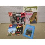 Assorted pop music books and ephemera including signed Emma Bunton calendar,