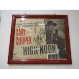 A framed and glazed UK quad film poster - 'High Noon' a/f