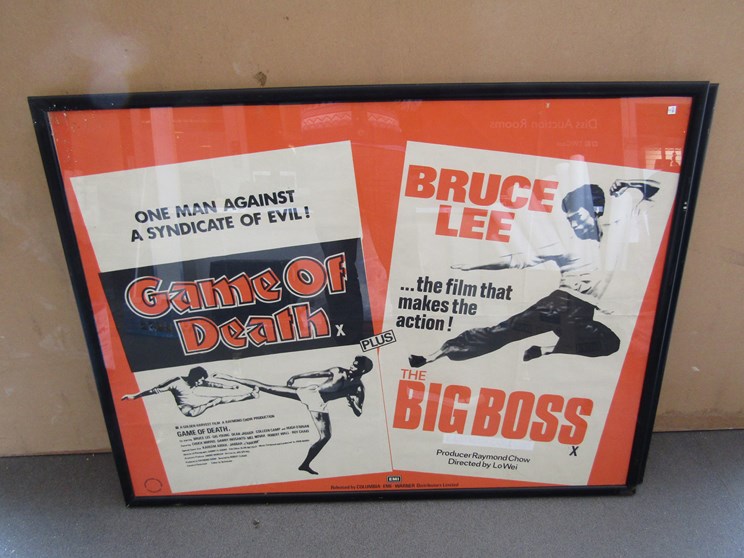 Two framed and glazed UK quad Bruce Lee film posters - The Way of the Dragon/Fist of Fury and Game