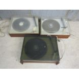 Two Vintage Aristona portable turntables and a similar Philips example