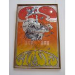 A framed and glazed Pink Floyd CIA vs UFO poster designed by Nigel Waymouth and Michael English