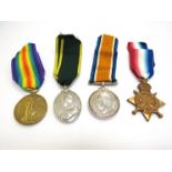 A WWI 1915 trio with Territorial Efficiency medal named to 1634/T257049 DVR. J. BROADHEAD A.S.C.