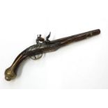 An 18th Century Turkish flintlock pistol with engraved lock and barrel