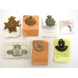 A collection of Volunteer regiment badges including Blackpool Volunteers 1st Battalion and War