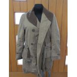 A WWII US M-1938 Mackinaw coat, cotton duck and blanket lining,