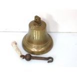 A WWII period naval alarm bell bearing George VI crown cypher stamp, with clapper.