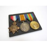 A WWI 1914-15 medal trio awarded to casualty 18484 PTE. M. E. BOWES NORF.