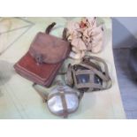 A Japanese WWII style solider's flag with Japanese soldiers water bottle and map case etc (4)