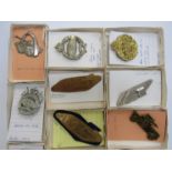 A collection of tank/armoured badges including Royal Naval Service Armoured Car Brigade (R.S.A.S.