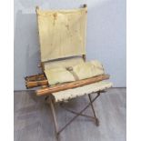 Two WWII British camp chairs and a stool frame (3)