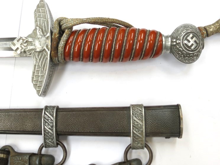 A German Luftwaffe Officer's Dagger with hanging straps and portepee knot, made by W.K.C. - Image 2 of 2