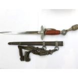 A German Luftwaffe Officer's Dagger with hanging straps and portepee knot, made by W.K.C.