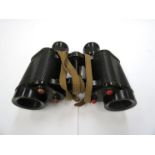 A WWII 1943 dated pair of Taylor and Hobson binoculars with webbing case