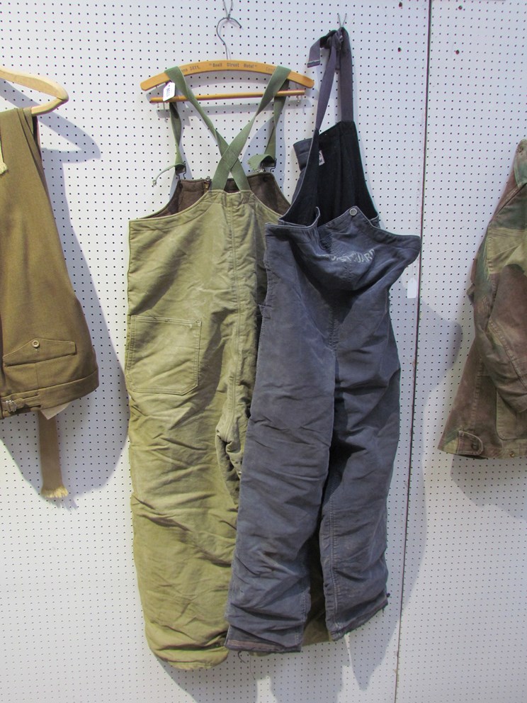 Two WWII US pairs of trousers: N-1 winter US Navy and winter coastguard type