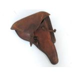 A Third Reich era German P.08 Luger pistol holster, brown leather with R.