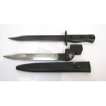 A British Lee Enfield knife bayonet with associated sheath,