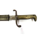 An 1869 pattern German Seitengewehr brass gripped bayonet marked 4.T.B.
