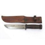 A WWII US Naval / Marine Corps survival knife made between 1942-45 by Cataraugus 225Q,