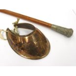 A Suffolk Regiment swagger stick with Kings Crown badge,