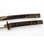 An Oriental samurai style sword with lacquered scabbard