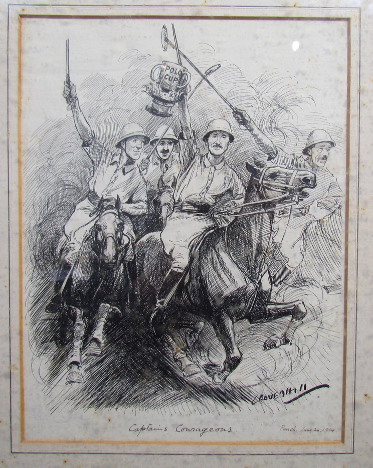 LEONARD RAVEN-HILL (1867-1942): "Captains Courageous" etching depicting gentleman playing polo for