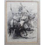 LEONARD RAVEN-HILL (1867-1942): "Captains Courageous" etching depicting gentleman playing polo for