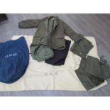 A collection of US Navy kit including blanket, B34 deck jacket,